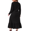 Agnes Orinda Women's Plus Size Long Sleeve Crew Neck Ruffled Hem Ribbed Knit A Line Mixi Dresses - 4 of 4