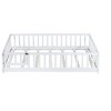 Dolonm Full Size Floor Bed with Safety Fence & Door, Low-Profile Rubber Wood Kids Bed - 2 of 4