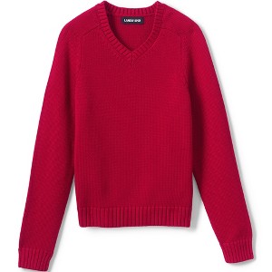 Lands' End School Uniform Kids Cotton Modal V-neck Sweater - 1 of 2
