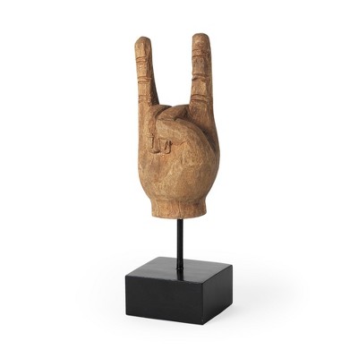 HomeRoots 13" Brown Metal Hand Tabletop Sculpture