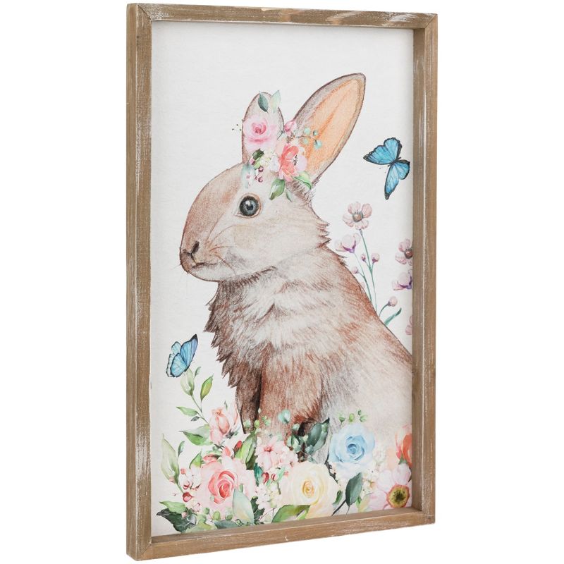 Northlight Easter Bunny with Flowers Framed Wall Sign - 11.75", 3 of 7