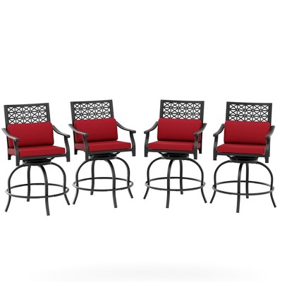 Outdoor High Swivel Bar Stools, Bar Height Patio Chairs with Seat Cushion, Counter Height Tall Patio Swivel Chairs, Outdoor Swivel Bar Chairs Set of 2