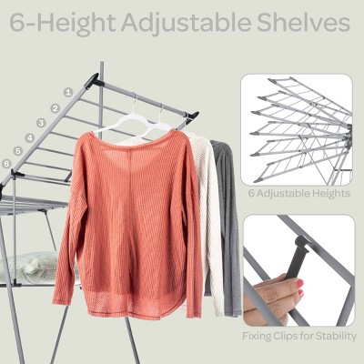 Platinum Foldable Clothes Drying Rack with 24 Rails and Hanging Bar