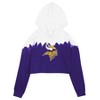 NFL Minnesota Vikings Girls' Gray Tie-Dye Crop Hooded Sweatshirt - XS