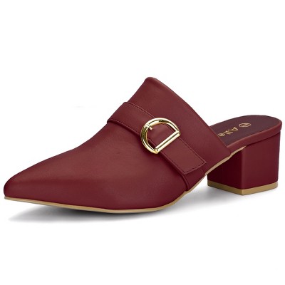 Allegra K Women's Pointed Toe Slip-on Block Heel Mules
