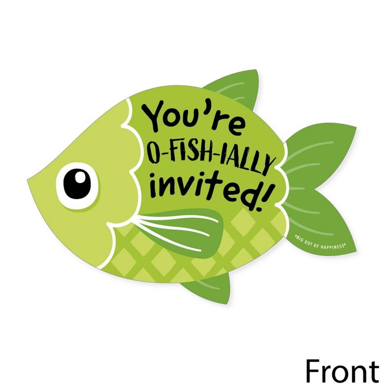 Big Dot of Happiness Let's Go Fishing - Shaped Fill-In Invites - Fish Themed Birthday Party or Baby Shower Invite Cards with Envelopes - Set of 12, 3 of 8