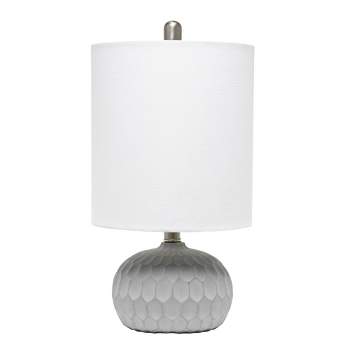 Concrete Thumbprint Table Lamp with Fabric Shade White - Lalia Home