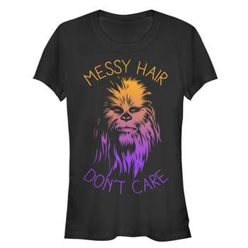 Juniors Womens Star Wars Messy Hair Don't Care Chewie T-Shirt