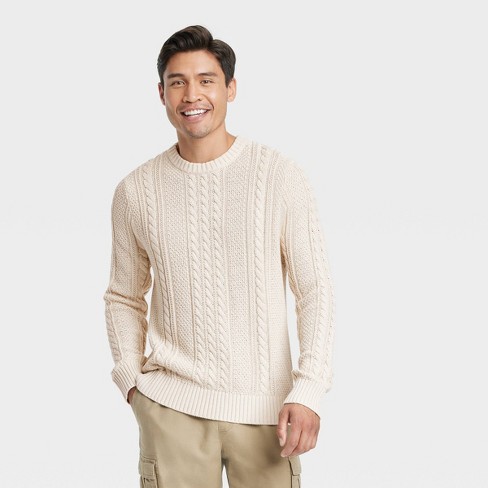Men's Crew Neck Cable Knit Pullover - Goodfellow & Co™ - image 1 of 3
