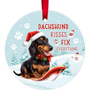 Lomsoe Christmas Dogs Ceramic Ornament Christmas Ornament for Tree 2025 Ceramic 2-Side Printed Dog Lover Gifts for Men Women Christmas Gift - 1 of 1