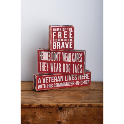 Patriotic Red and White Wooden Box Sign