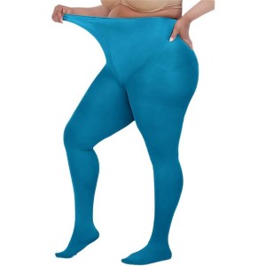 Opaque Plus Size Tights for Women - Microfiber, Run Resistant Toe Plus Size Stockings - Footed Tights Pack, 1X-8X - 1 of 4