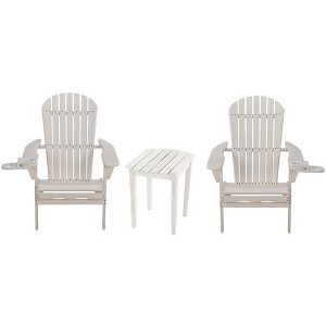 Jiallo Foldable Adirondack Chair with cup holder Bristro Set, 2 Foldable Adirondack Chairs with cup holders and 1 End Table - 1 of 3