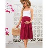 Women's High Elastic Empire Waist Maternity Skirt Summer Casual Floral Pleated Swing A Line Flowy Midi Skirts with Pockets - 4 of 4