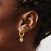 Chisel Stainless Steel Yellow IP-plated with Removeable Green Jade Dangle Hinged Hoop Earrings - 3 of 4