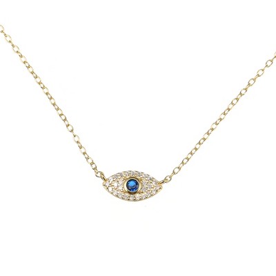 Unique Bargains 925 Sterling Silver Eye Pendant Necklace Choker for Women  Girl Gold Tone 1PC