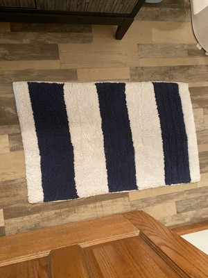 Rugby Striped Kids' Bath Rug Navy - Pillowfort™