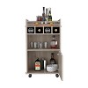 TIRAMISUBEST Bar Cart with 2 Open Shelves 4 Cubbies and Cabinet Multi-Door Organization Unit - Beige - 4 of 4