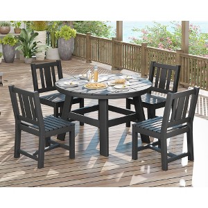 AMERLIFE 5 Piece HDPE Outdoor Dining Tables and Chairs with Umbrella Hole - 1 of 3