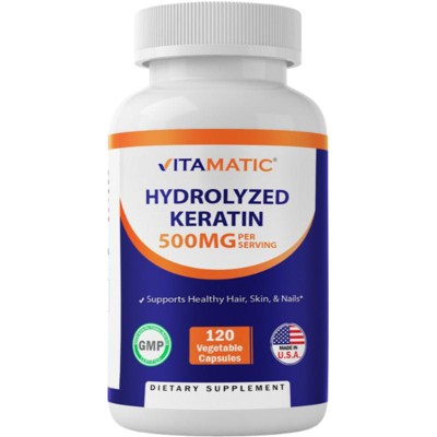 Hydrolyzed Keratin 500mg per Serving - 120 Vegetarian Capsules