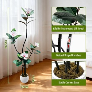 Lifelike Artificial Magnolia Tree, Faux Rubber Plant with 7 White Flowers,  Modern Planter Decorative Tree for Indoor Living Room and Office : Target