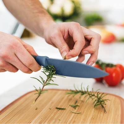 BergHOFF Leo 5.5" Stainless Steel Chef Knife with Herb Stripper, Blue