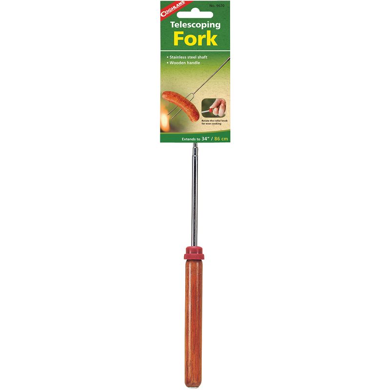 Coghlan's Telescoping Fork, Stainless Steel Shaft, Wooden Handle, Extends to 34", 1 of 4