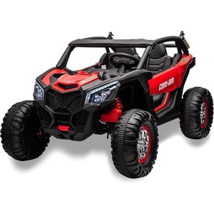 24V 2-Seater UTV, 4WD Ride On Toys with Remote Control, Powerful Electric Vehicle 4 Shock Absorbers, Leather Seats, Music and Lights - 1 of 4