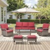 Belord Patio Furniture Set, All Weather Gray Wicker Outdoor Conversation Set with Patio Couch, Swivel Patio Rocker, High Back and 4" Thick Cushions - 2 of 4