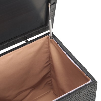 Cosima 53 Inch Black PE Rattan Outdoor Storage Box