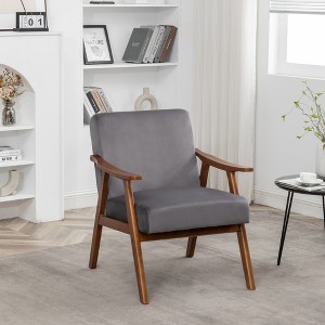 Accent Chair with Solid Wood Frame, Compact Comfortable Seating and Sleek Profile, Mid-Century Modern Design - 1 of 4
