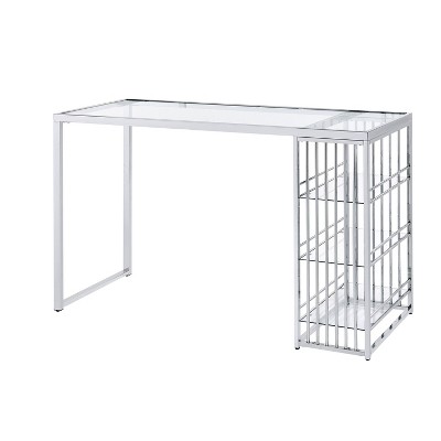 Pliny Bar Table with Glass Top Chrome - HOMES: Inside + Out