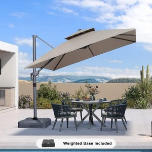 PURPLE LEAF Outdoor Cantilever Umbrella with Base Large Patio Umbrella Windproof Heavy Duty Hanging Offset Umbrella for Garden Outdoor Pool - 1 of 4