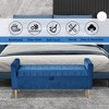 48'' Storage Ottoman Bench, Bench with Storage, Upholstered Storage Bench, Soft Closing Lid, Wood Frame Flip Top Foot Rest Long Stool For Bedroom Blue - 2 of 4