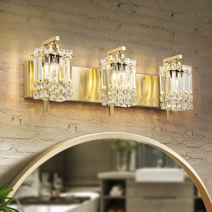 Rennnsan Havora 25" Hardwired 3 -Light Crystal Dimmable Contemporary Dimmable Vanity Light in Black & Brass & Chrome - 1 of 4