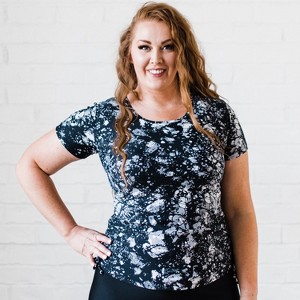 Calypsa Women's Plus Size UPF 50+ Short Sleeve Adele Swim Top - 1 of 4