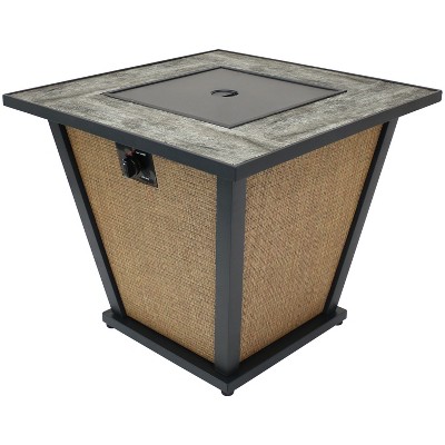 Brown Metal Propane Gas Fire Pit Table with Tile Top