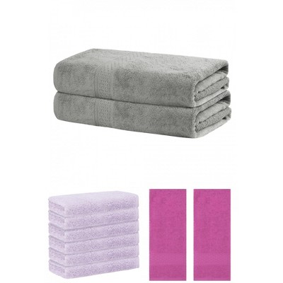 REGALWOVEN Absorbent Solid Bath Hand Face Cloths Cotton Towels 3 Piece Sets