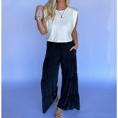 Women's Wide Leg Tiered Pants - mittoshop