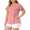 Agnes Orinda Women's Plus Size Round Neck Hollow Lace Panel Short Sleeve Casual Summer Blouses - 2 of 4