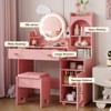 Kids Vanity Table and Chair Set, 2 in 1 Princess Makeup Vanity with Mirror & Lights - 4 of 4