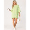 cheibear Women's Knit Loose Fit T-Shirt with Biker Shorts Lounge Sleepwear Pajama Sets - 3 of 4