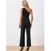 Allegra K Women's One-Shoulder Dressy Sleeveless Belt Wide Leg Rompers - 3 of 4