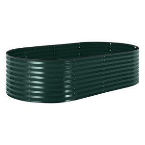 Galvanized Raised Garden Bed Kit with Zippered PVC Cover – Sturdy Oval Metal Planter Box for Vegetables - 1 of 4