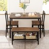 4-Person Dining Set - Modern Table w/2 Chairs & Bench, Metal Frame + Storage - Space-Saving for Apartments - 2 of 4