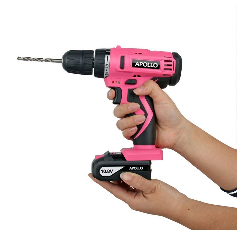 Apollo Tools 10.8 Volt DT4937P Cordless Drill with 30pc Accessory Set Pink, 3 of 7