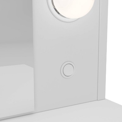 Olivia White Engineered Wood Vanity Table with Lighted Mirror