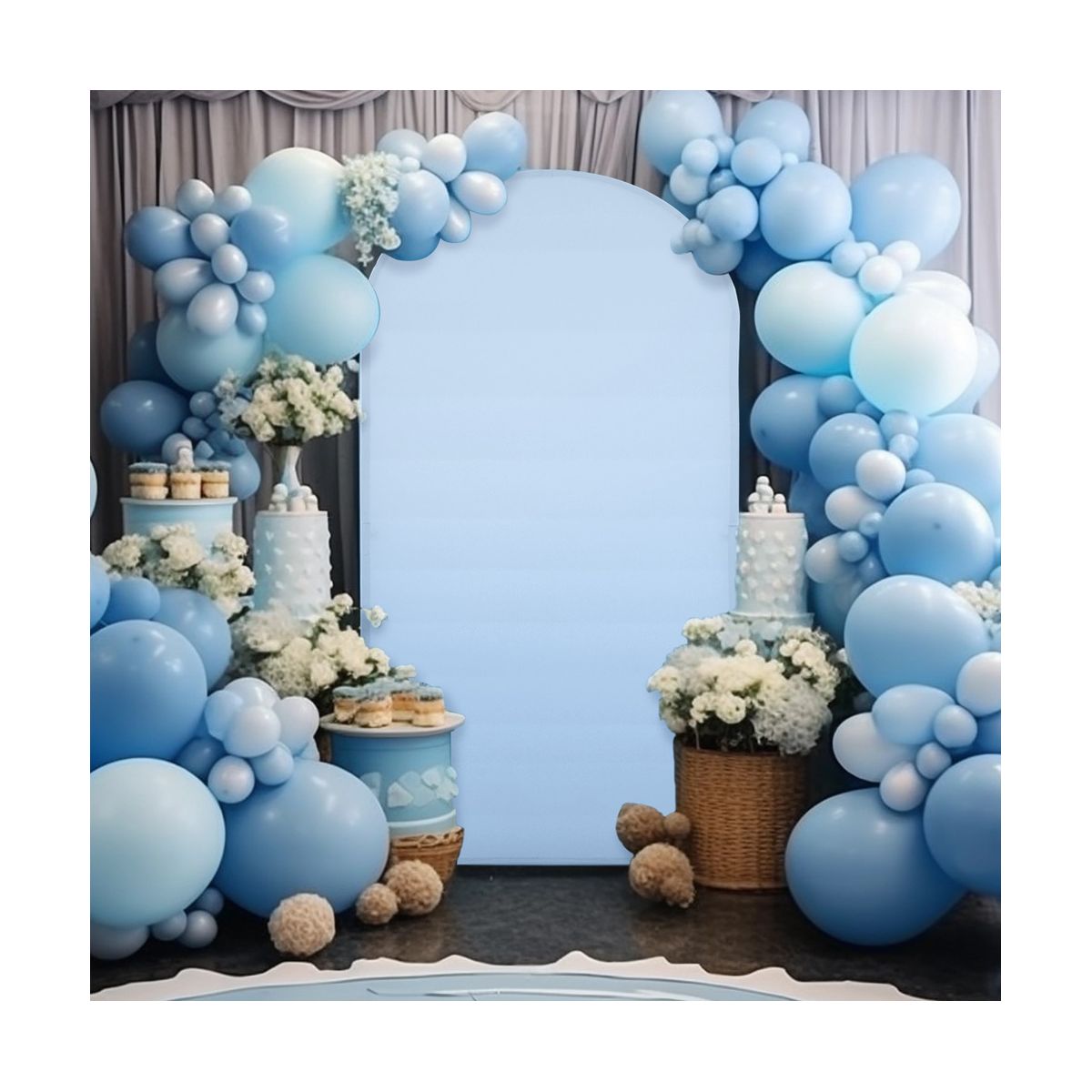 6.6ft Wedding Arch Cover Dual-Sided Color Round Top Arch Backdrop Stands with Zipper Elastic Backdrop Cover for Birthday Party Ceremony Banquet Decor - thumbnail 8