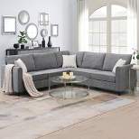 Modern Upholstered Living Room Sectional Sofa, With 3 Pillows, Gray - ModernLuxe