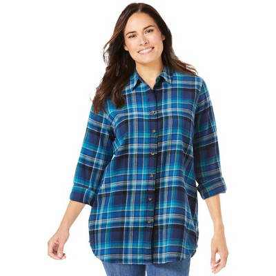 Woman Within Plus Size Classic Flannel Shirt